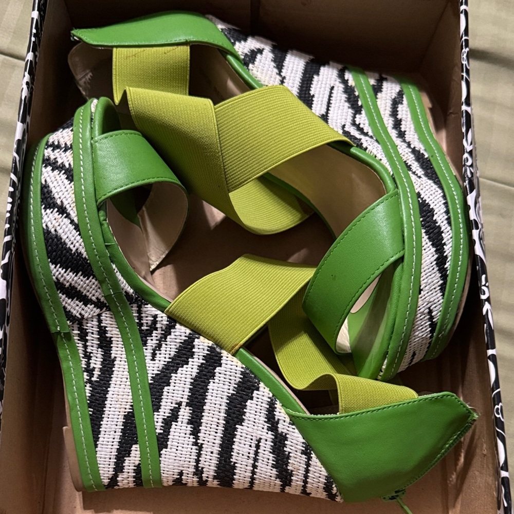 Shoe Republic LA Green and Lime Wedges